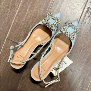Elegant Blue Embellished Sequin Women's Kitten Heels Shoes